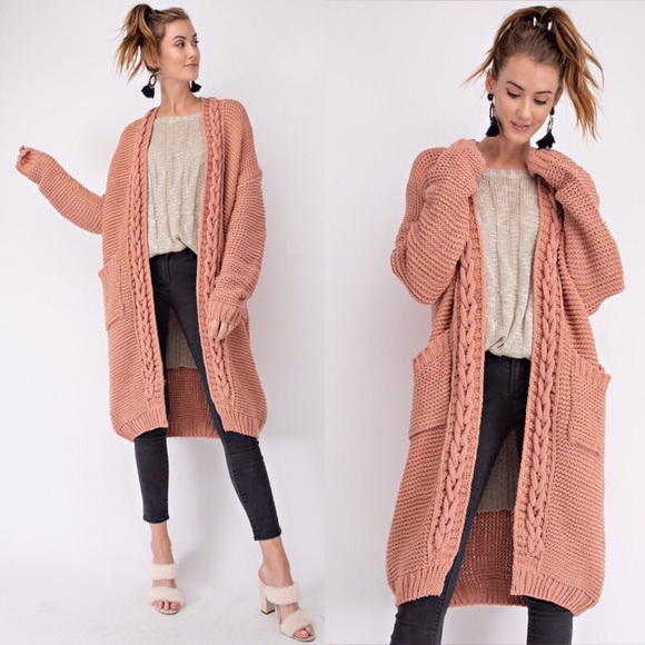 Sweaters - Chunky Knit Long Cardigan Open Front Sweater Size Small NWT